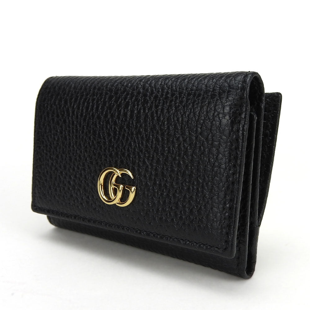 GUCCI GG Marmont Leather Tri-fold Wallet Black