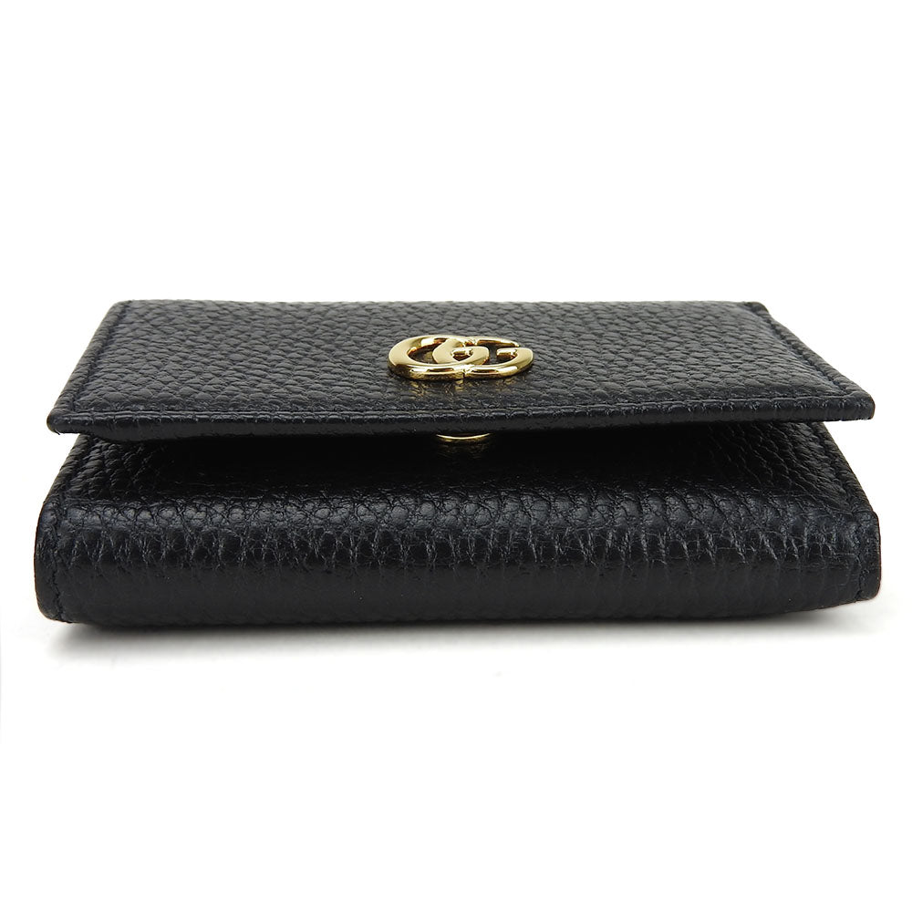 GUCCI GG Marmont Leather Tri-fold Wallet Black