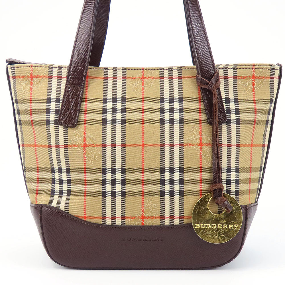 Burberry Nova Check Canvas Leather Mini Handbag Beige