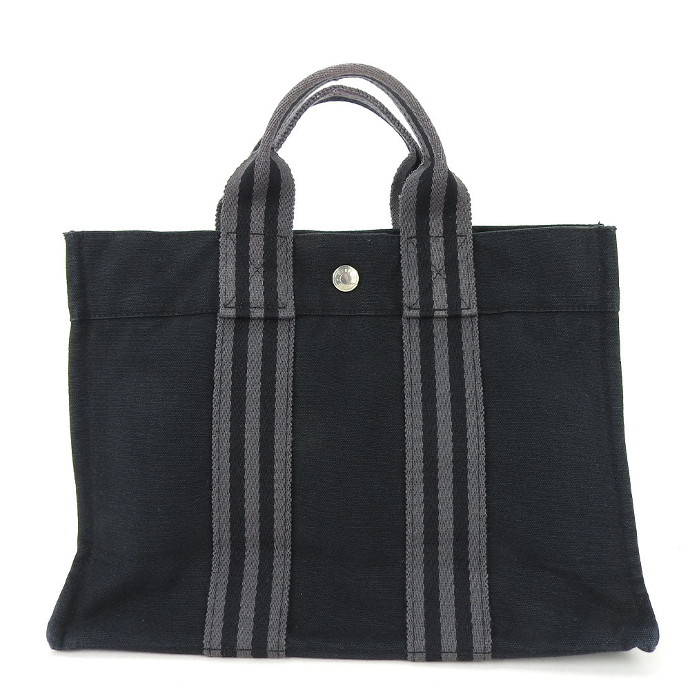 Hermes Canvas Tote Bag Fool Toe Black