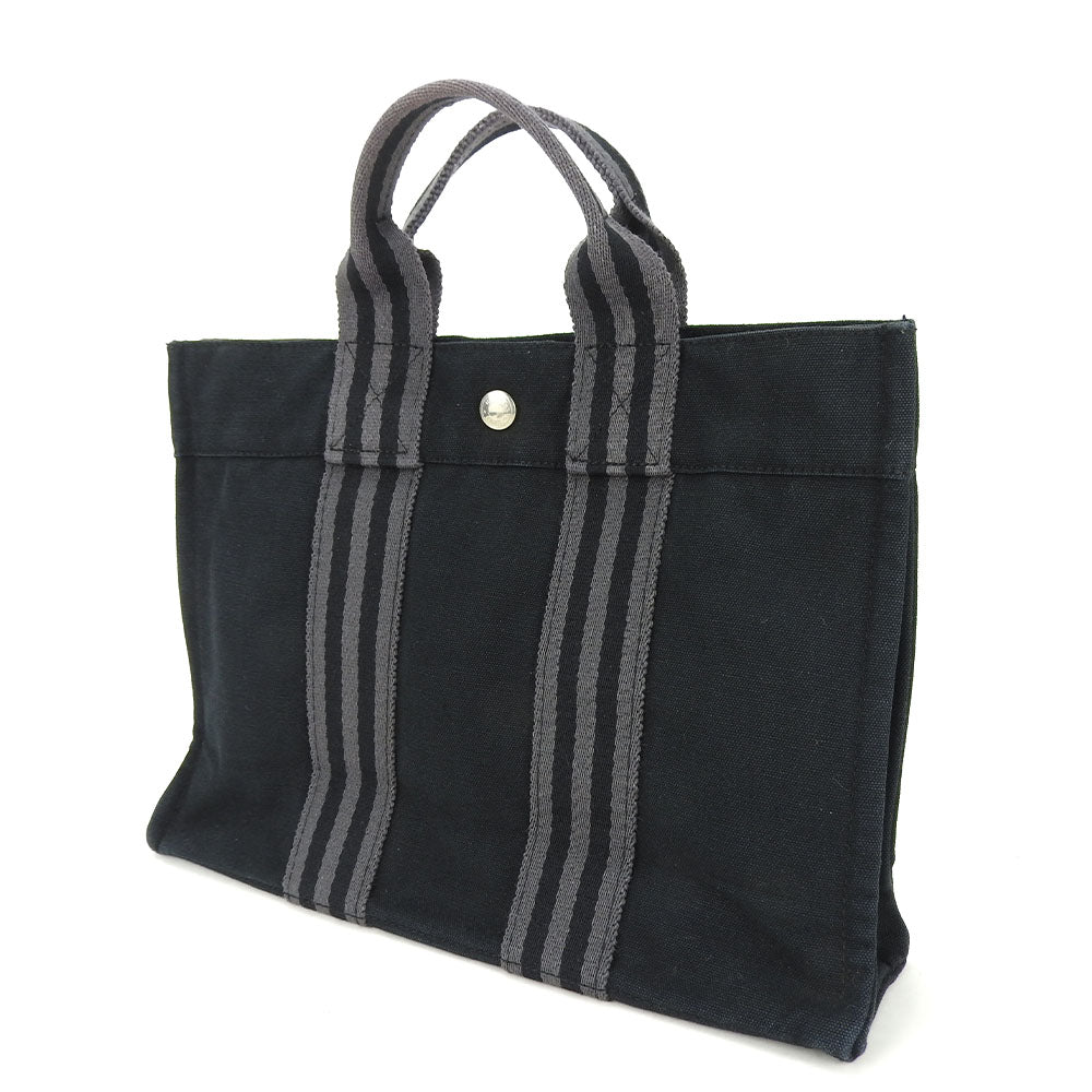 Hermes Canvas Tote Bag Fool Toe Black