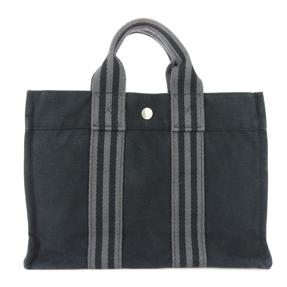 Hermes Canvas Tote Bag Fool Toe Black