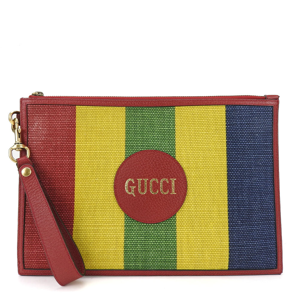 GUCCI Clutch Bag Canvas Leather Baiadera