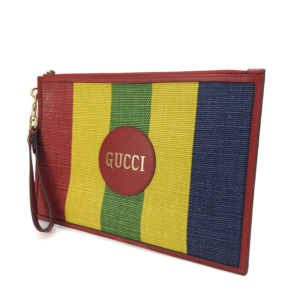 GUCCI Clutch Bag Canvas Leather Baiadera