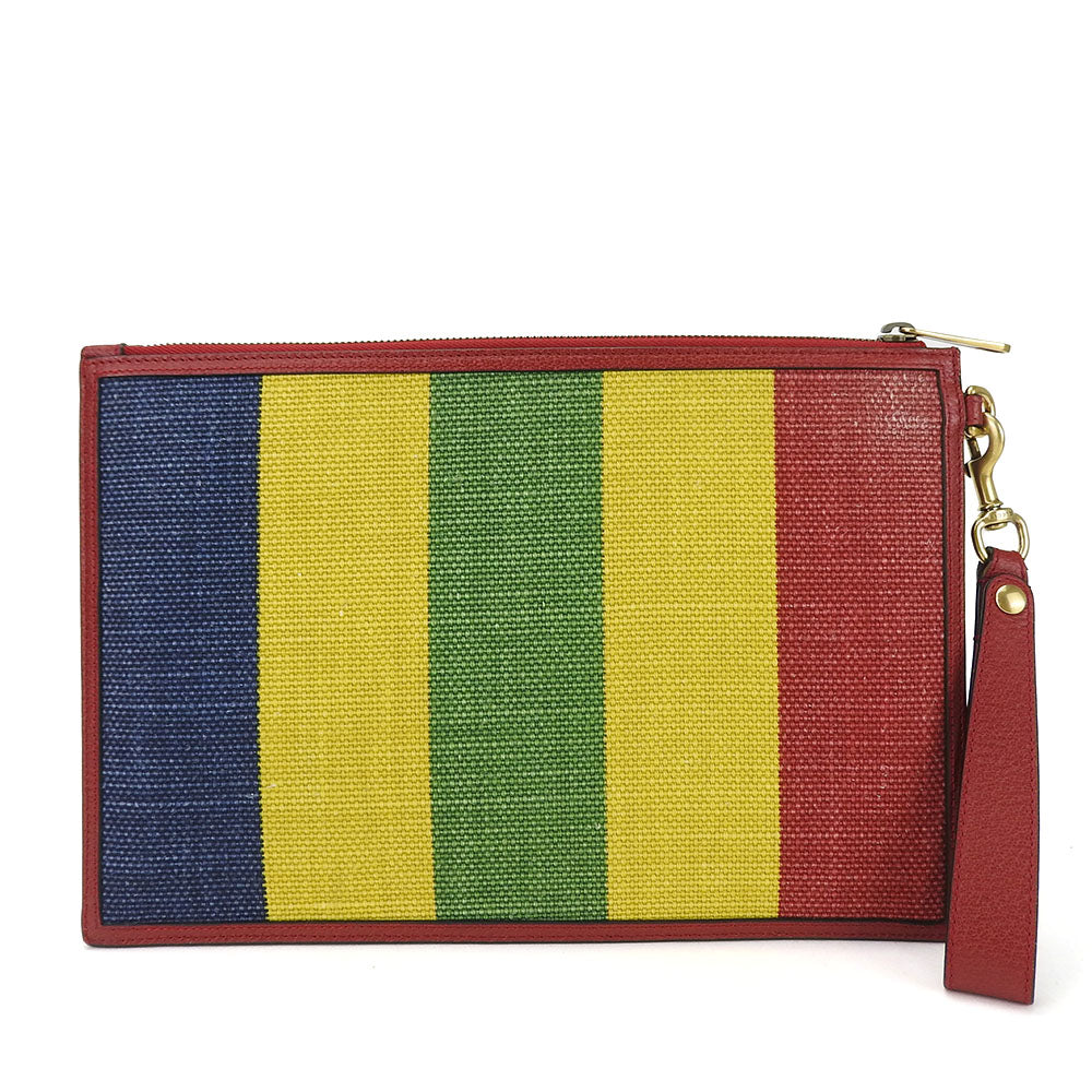 GUCCI Clutch Bag Canvas Leather Baiadera