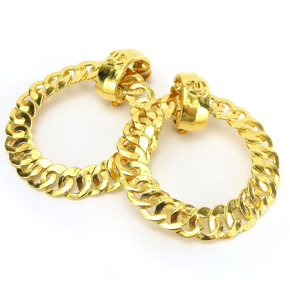 Chanel Coco Mark Metal Gold Plated Earrings