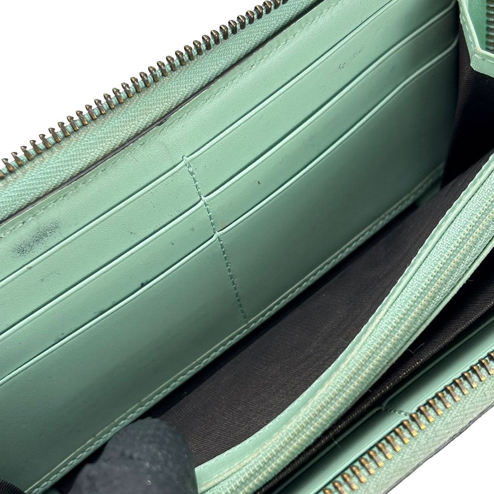 GUCCI Zip Around Wallet Sima Leather Mint Green