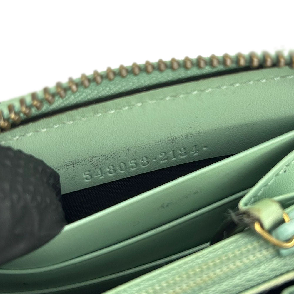 GUCCI Zip Around Wallet Sima Leather Mint Green