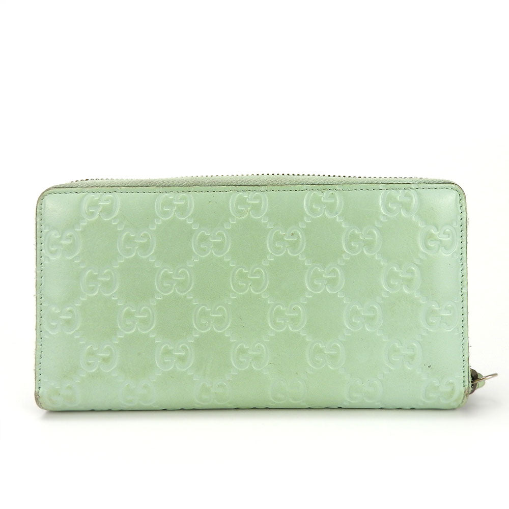 GUCCI Zip Around Wallet Sima Leather Mint Green