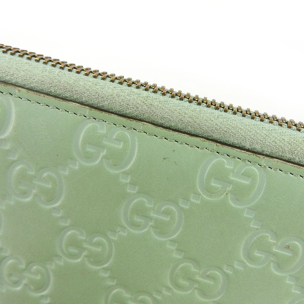 GUCCI Zip Around Wallet Sima Leather Mint Green