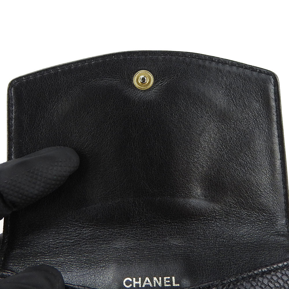 Chanel Caviar Bifold Wallet Black Gold