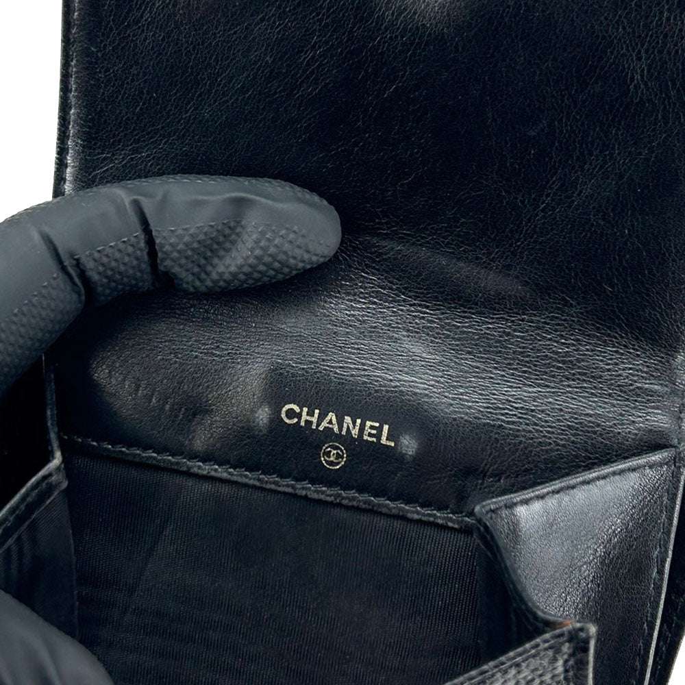 Chanel Caviar Bifold Wallet Black Gold