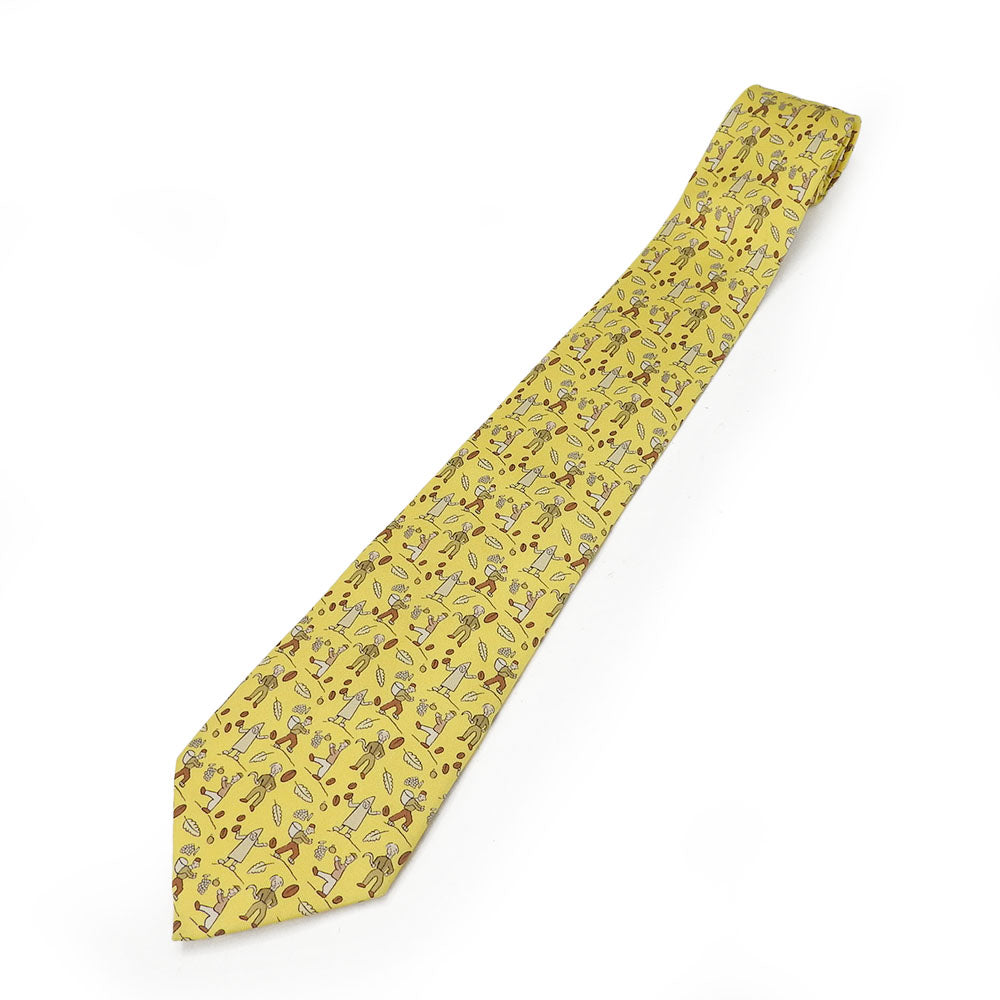 Hermes Silk Tie Yellow Business