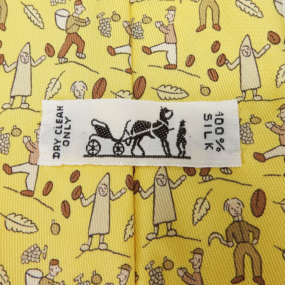 Hermes Silk Tie Yellow Business