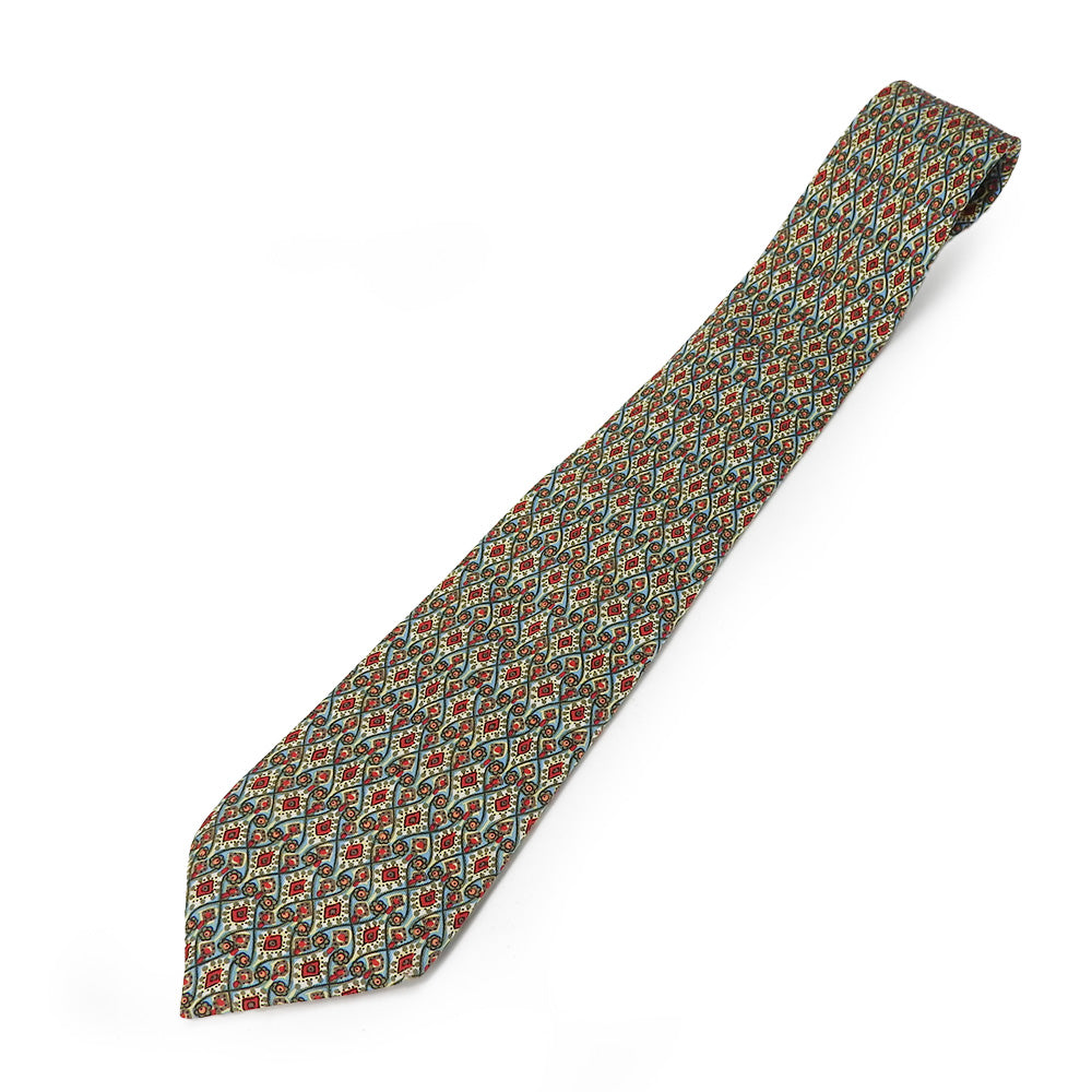 HERMES Silk Tie Green Red