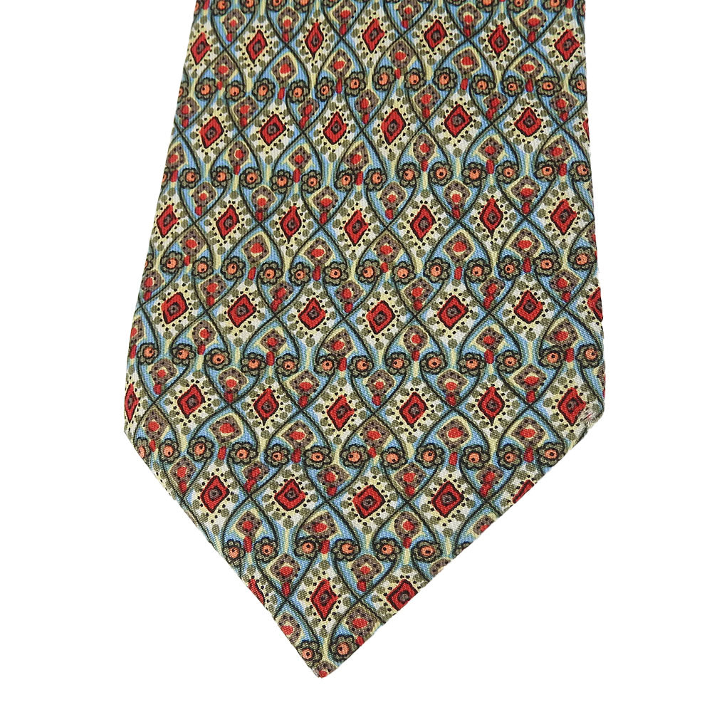 HERMES Silk Tie Green Red