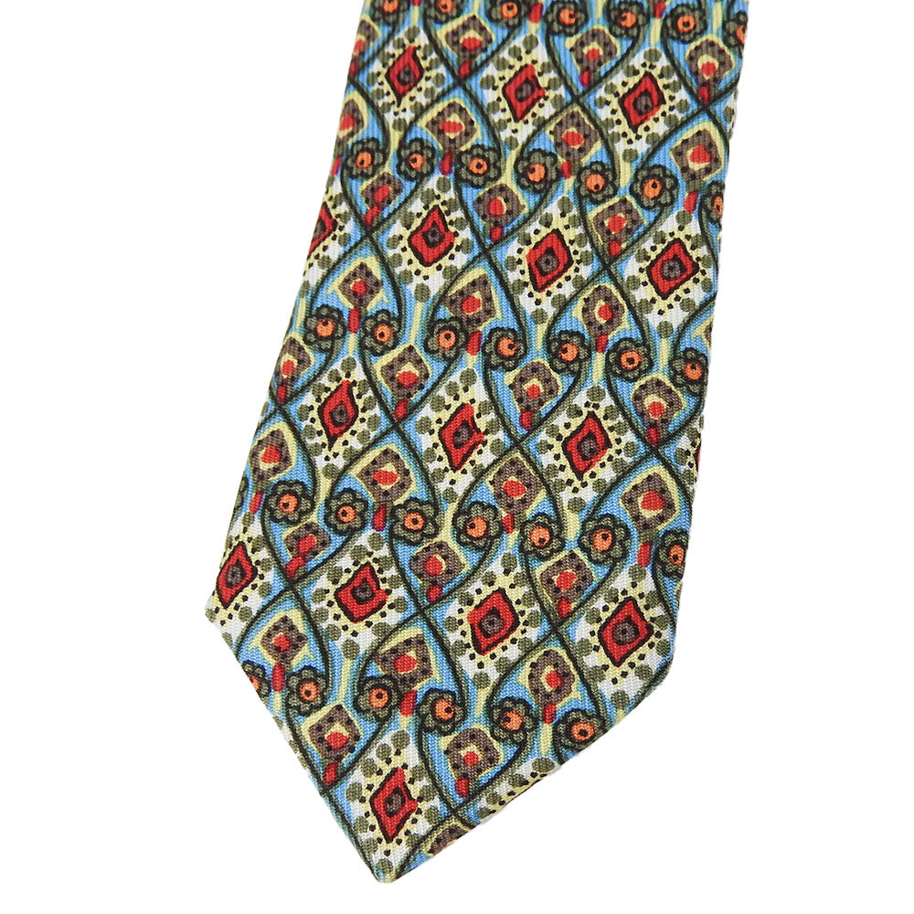 HERMES Silk Tie Green Red