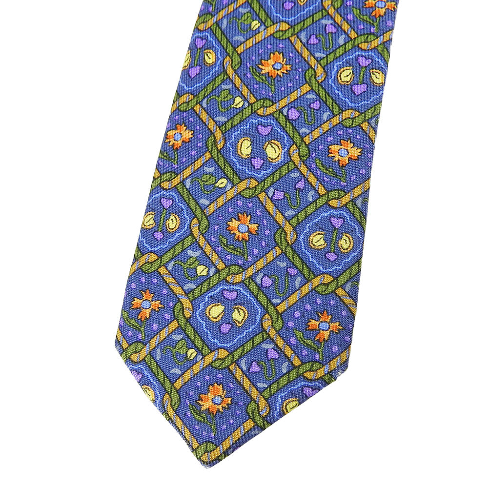 Hermes Silk Tie Blue Business