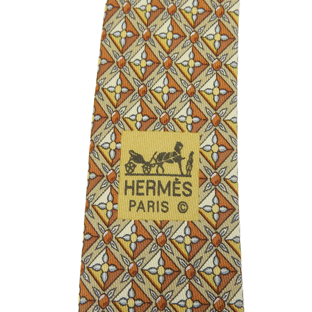 Hermes Silk Tie Brown Business