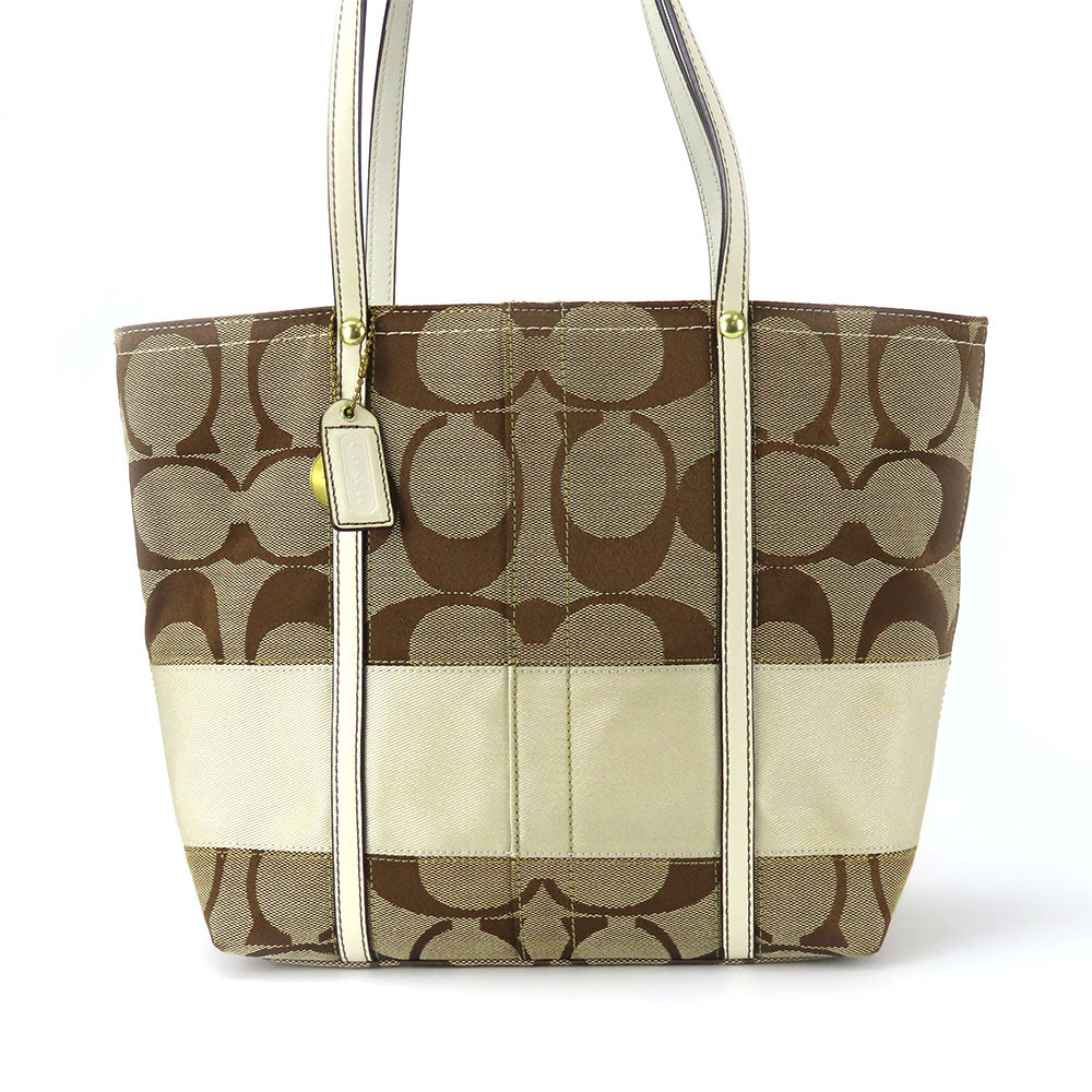 USED COACH F11098 Canvas Leather Tote Bag