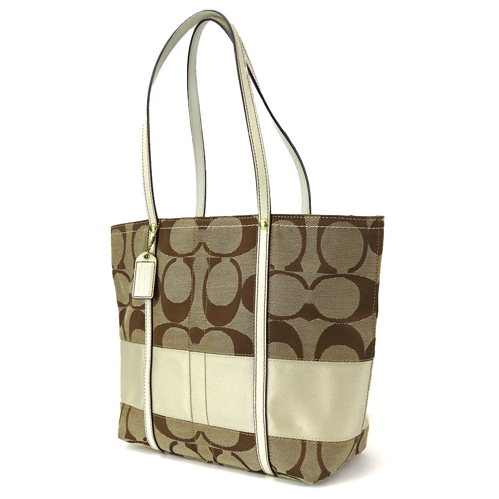 USED COACH F11098 Canvas Leather Tote Bag