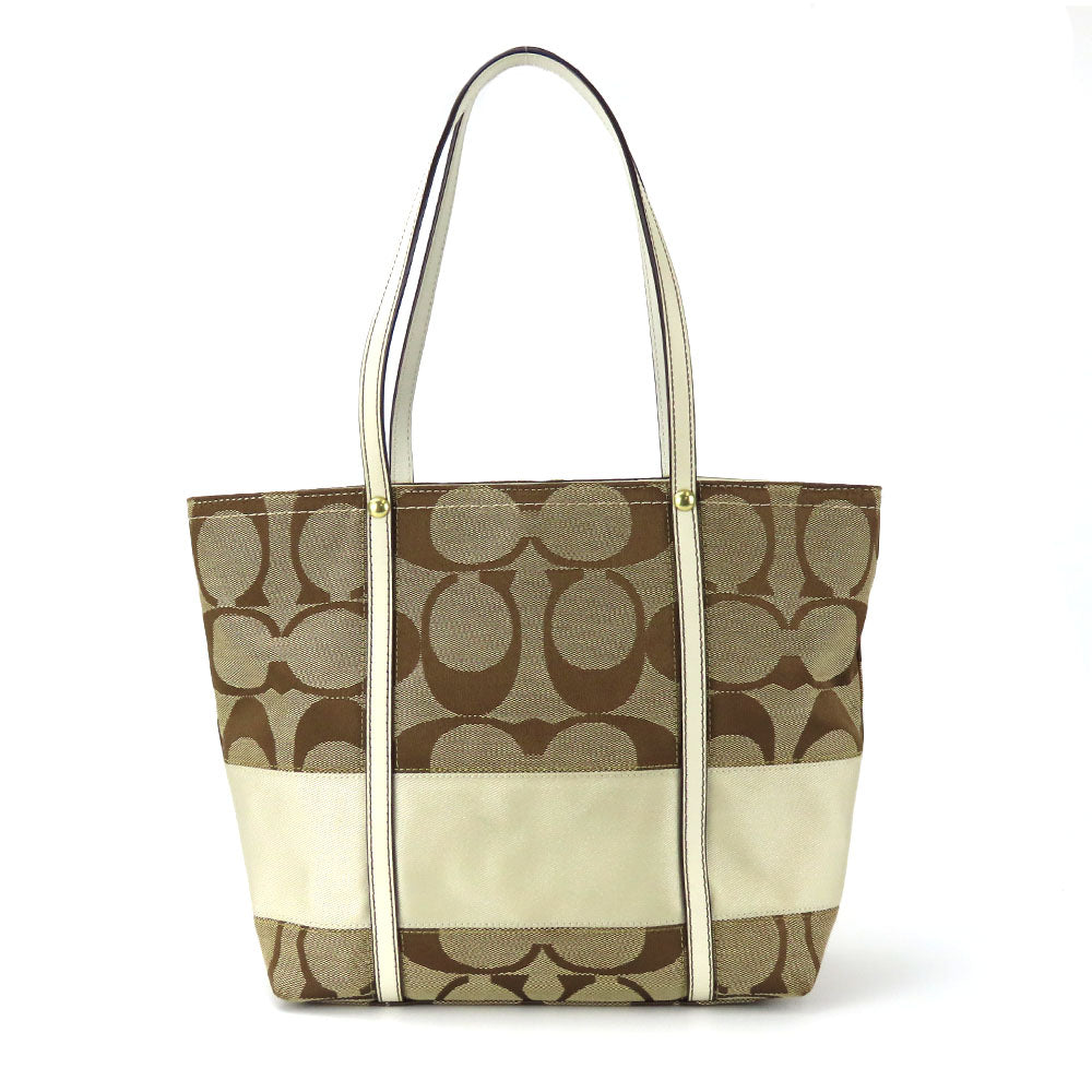 USED COACH F11098 Canvas Leather Tote Bag