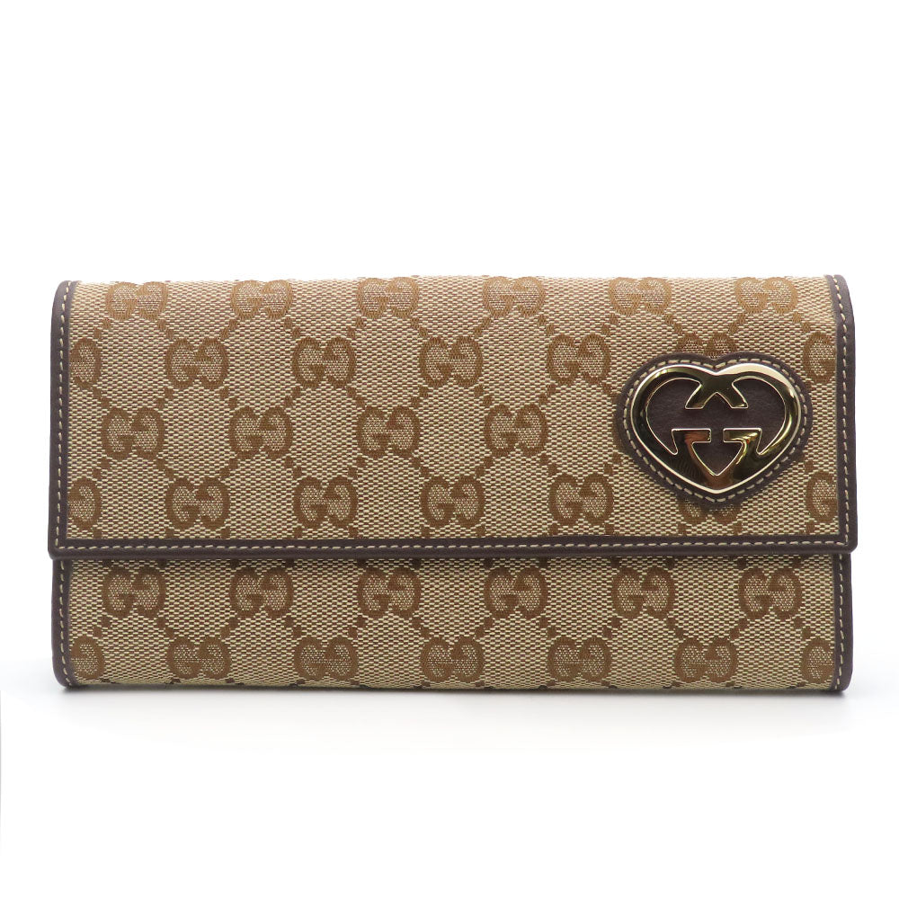 Gucci GG Canvas Leather Long Wallet 245723