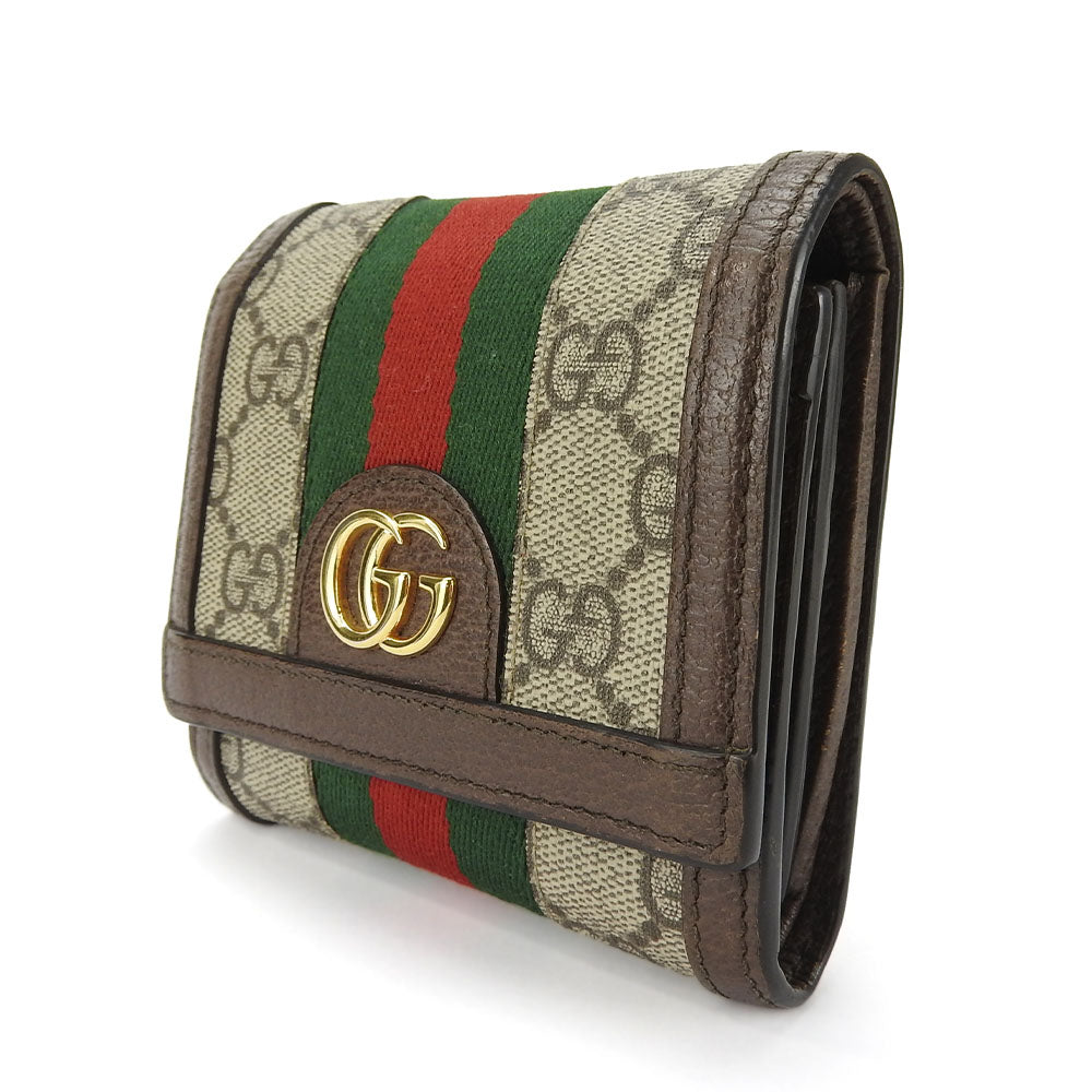 GUCCI Bifold Wallet GG Supreme Canvas Leather