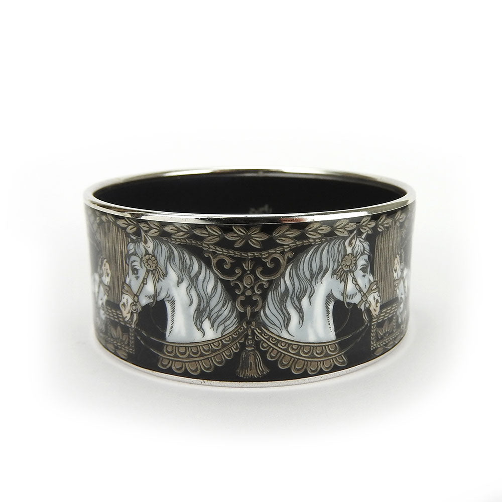 Hermes Enamel Metal Bracelet Black Horse