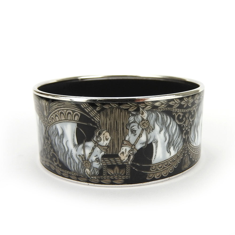 Hermes Enamel Metal Bracelet Black Horse