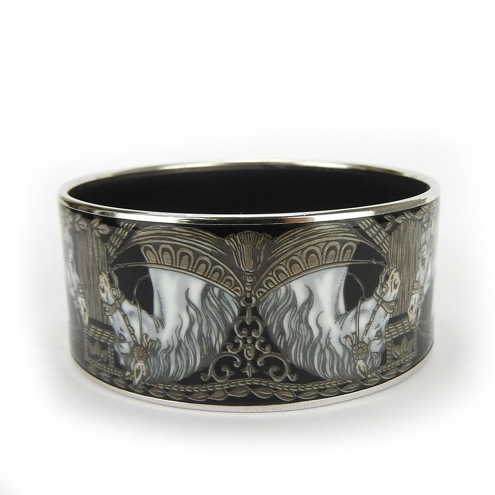 Hermes Enamel Metal Bracelet Black Horse