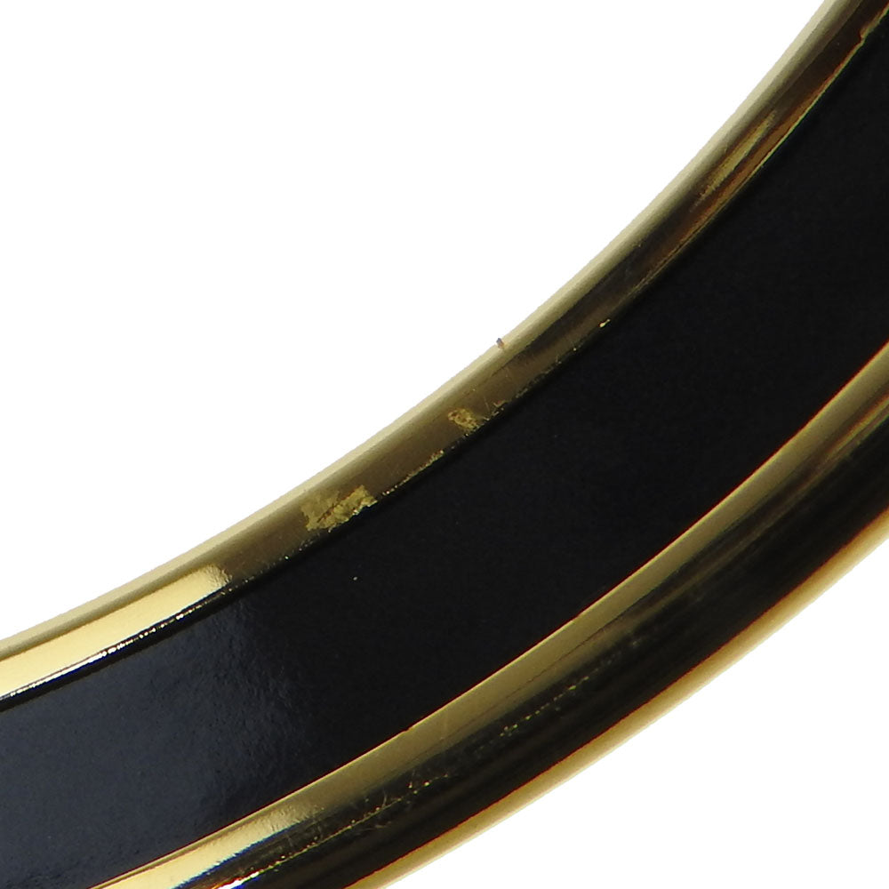 Hermes Enamel Metal Bangle 19g Gold Black