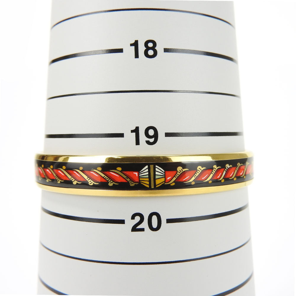 Hermes Enamel Metal Bangle 19g Gold Black