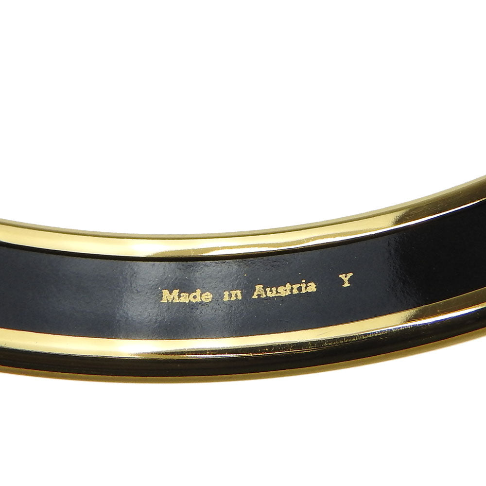 Hermes Enamel Metal Bangle 19g Gold Black