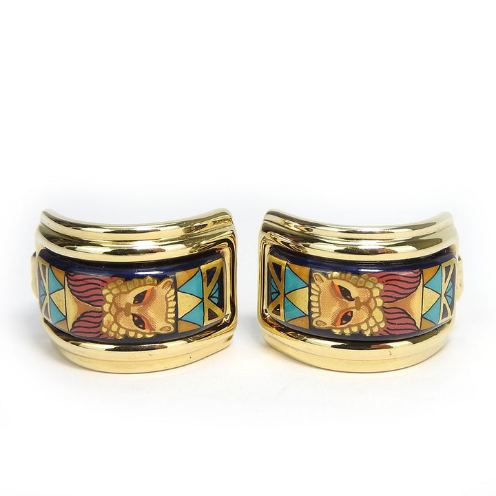 Hermes Emile Metal Cloisonne Earrings