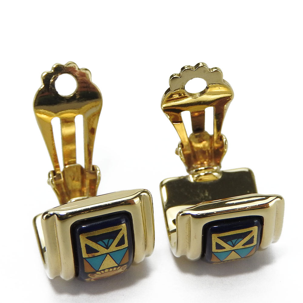 Hermes Emile Metal Cloisonne Earrings