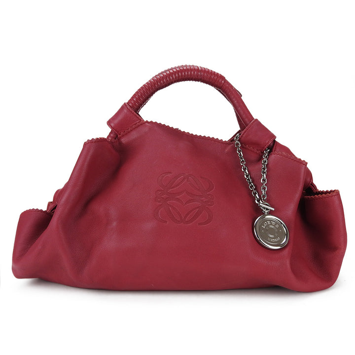 Loewe Nappa Aire Leather Handbag Wine Red