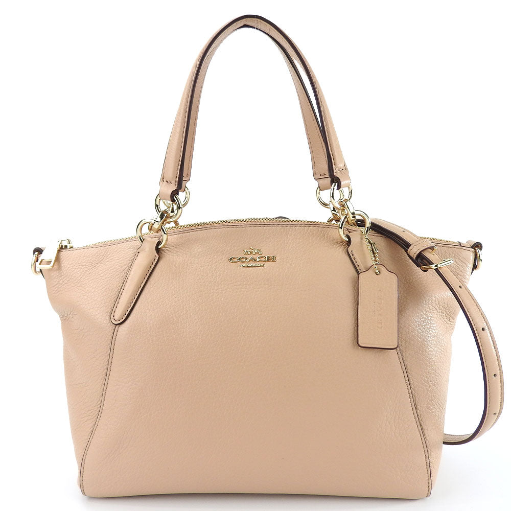 USED COACH Leather Handbag F36675 Pink Beige