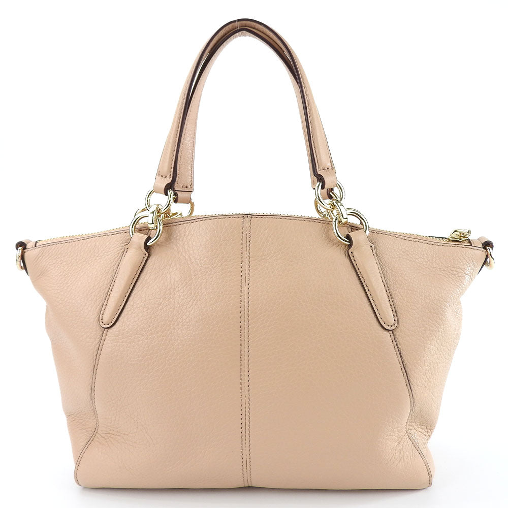 USED COACH Leather Handbag F36675 Pink Beige