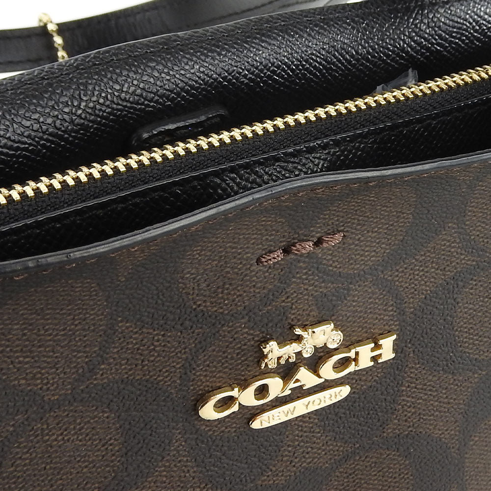 Coach Leather Handbag F73293 Dark Brown Black