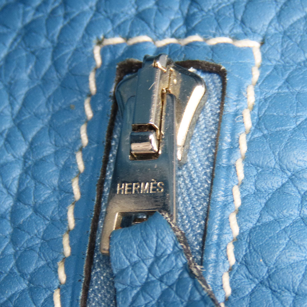 HERMES Victoria Cabas 32 Tote Bag Blue