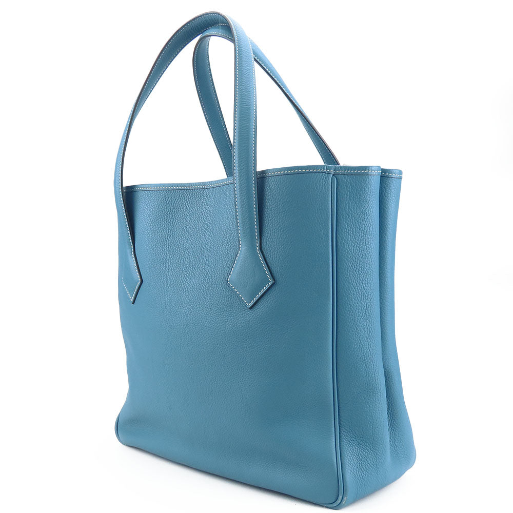 HERMES Victoria Cabas 32 Tote Bag Blue