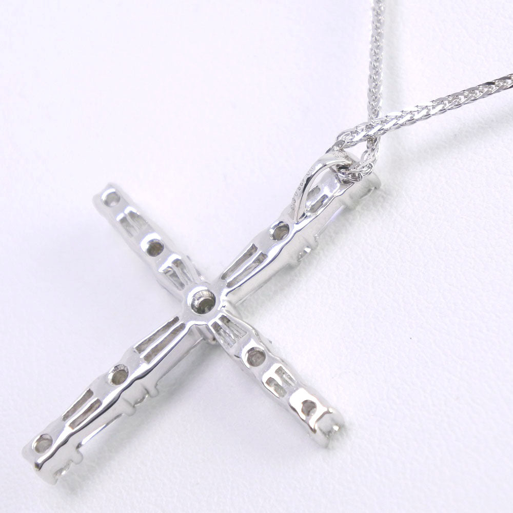 K18 White Gold Diamond Cross Necklace