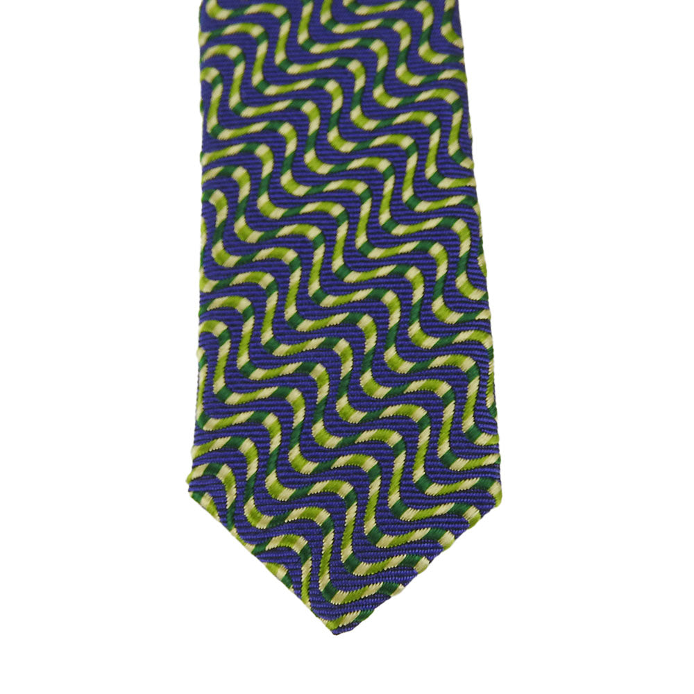 KENZO Silk Tie Navy Green Business