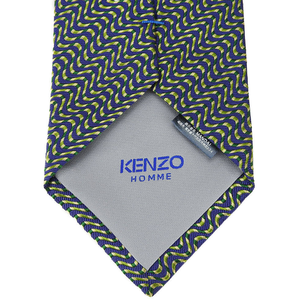 KENZO Silk Tie Navy Green Business