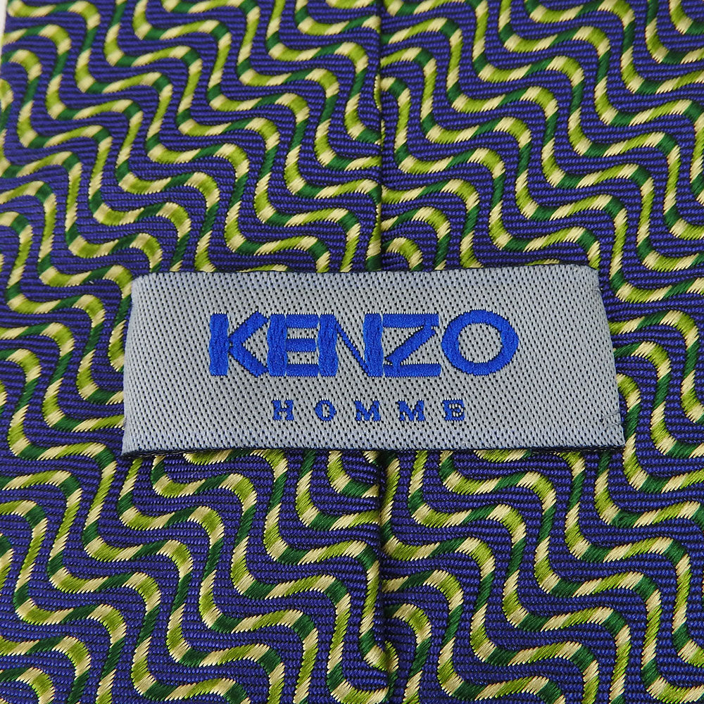 KENZO Silk Tie Navy Green Business