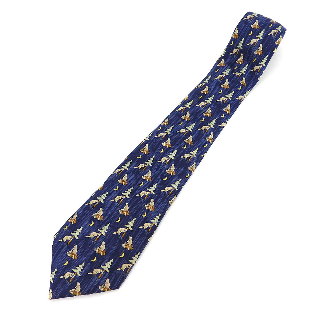 Hermes Silk Tie Navy