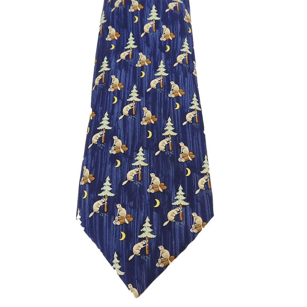 Hermes Silk Tie Navy