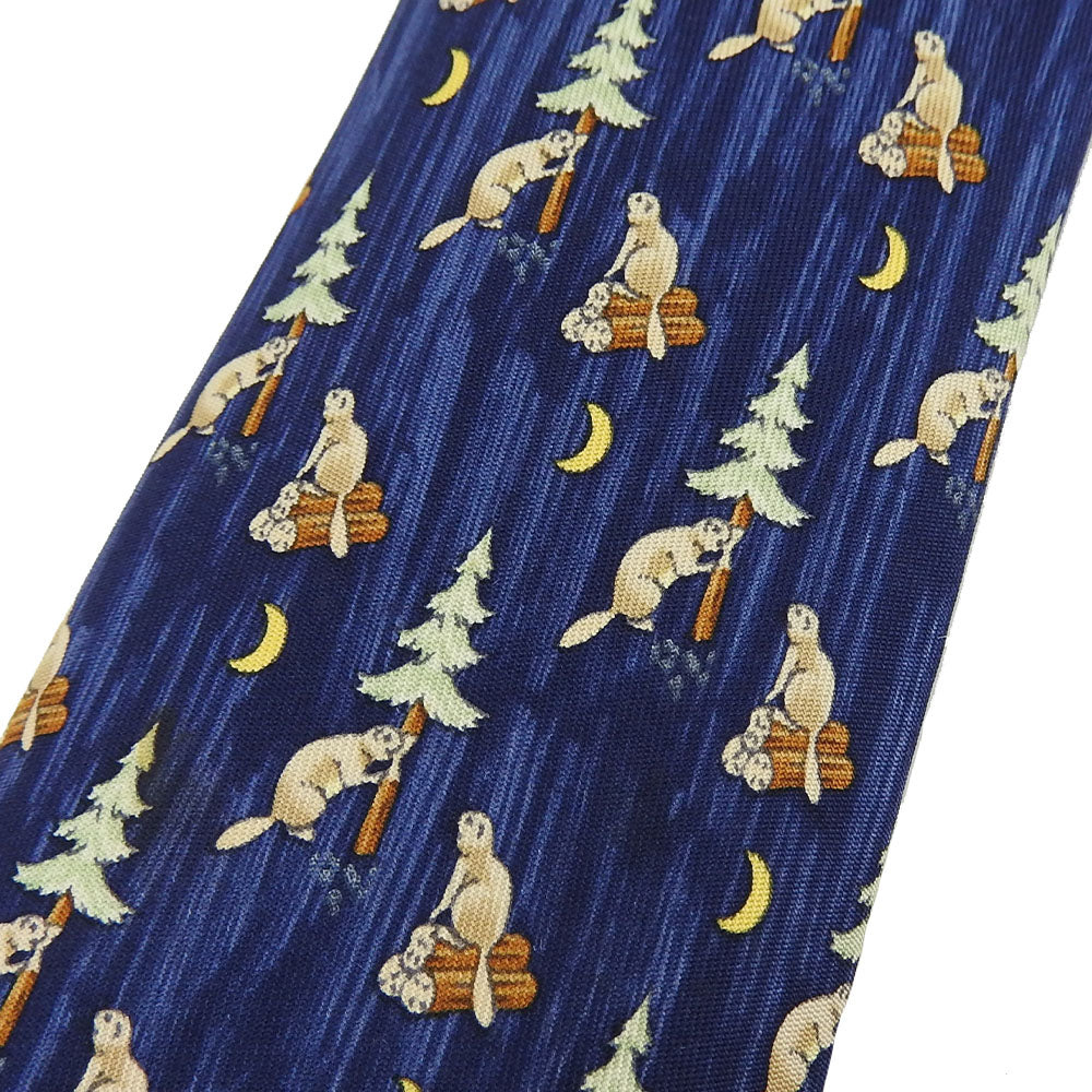 Hermes Silk Tie Navy