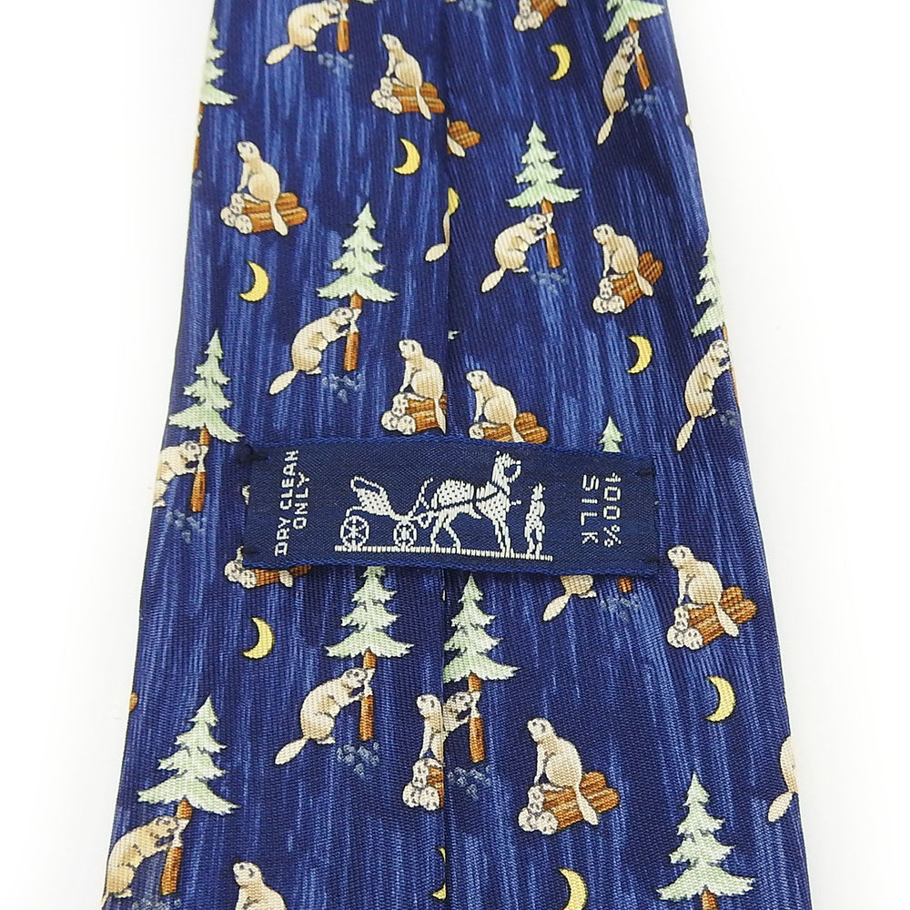 Hermes Silk Tie Navy